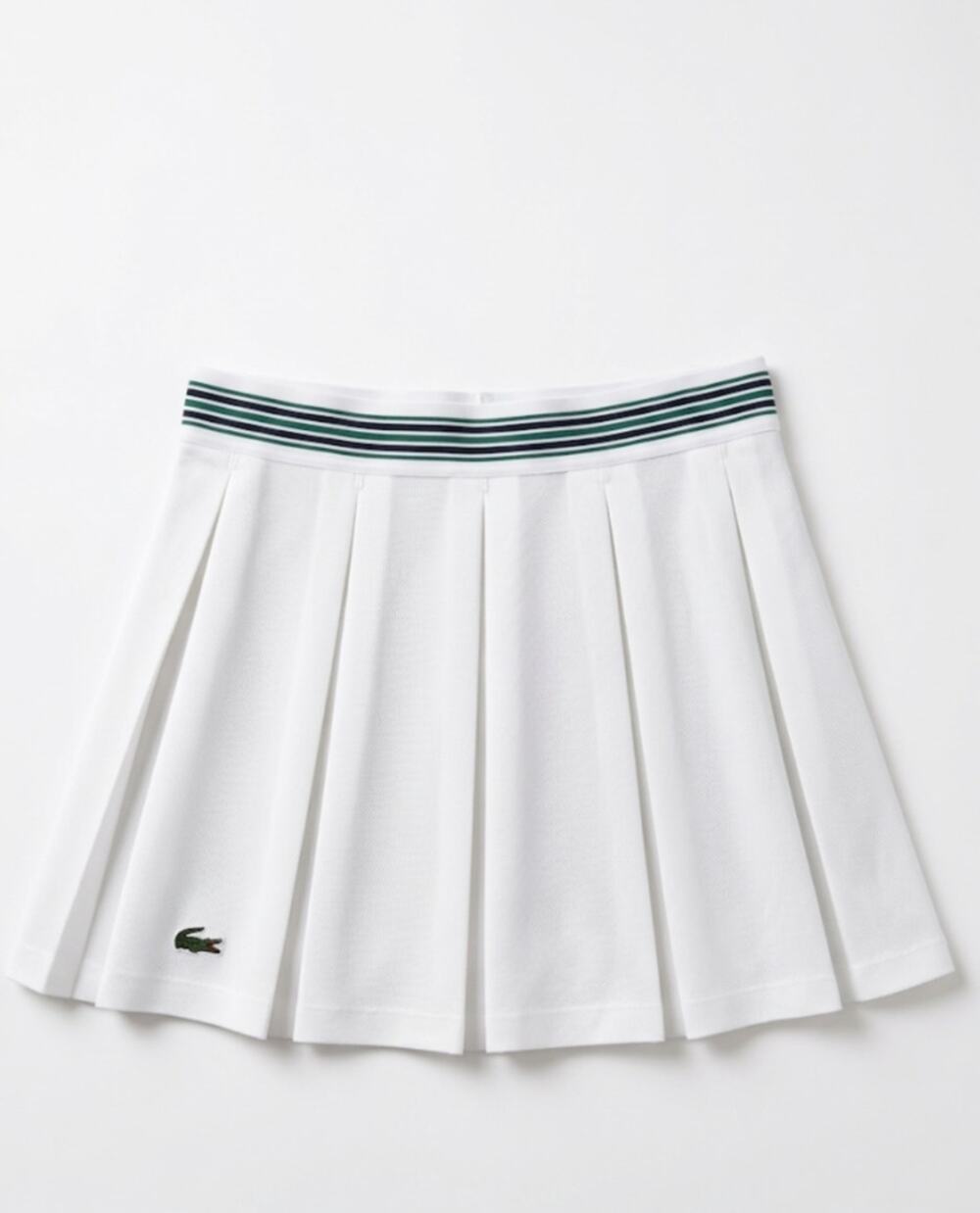 Lacoste Pleated Sport Pique Tennis Skirt White Womens Size XL FR 42 EUC Lined